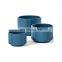 Outdoor Large Big Blue Garden Round Cylinder Ceramic Planter Plant Flower Pots With Drainage Hole