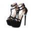 Women Sexy Style Chic Hollow Out Ankle Strap High Thin Heel Back Zip Sandals Shoes
