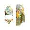 2 Pieces Ladies Women Printed Sexy Swimsuit Bikini Swimwear with Skirt Cover-Up