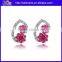 Wholesale 925 Sterling Silver Flower Shape Ruby Bridal Stud Earring