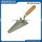 Bricklaying trowel with wooden handel, carbon steel blade, eucalpytus wooden handle