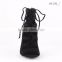 OLNS007 New Design Black Suede Strappy Lace-up Peep Toe Summer Heel Sandal for Women Sandal
