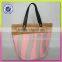 High quality irregular vertical stripes paper straw and polyester material crochet handbag