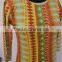 Yellow color & geomtrical printed winter wear latest design hojari t-shirts / Screen printed hojari fabric