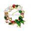 Christmas Party Theme Eco-friendly Zinc Alloy Material Gold Plated Enamel Christmas Wreath Brooches Pin Jewelry
