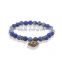 KJL-ST0006Antique Silver and Gold Plated Hand of Fatima natrual blue stone Bracelet of black CZ beads Evil Eye Bracelets For Men