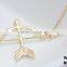 Three colors gold rose gold and rhodium plated bow and arrow Cupid goden arrow love symbol pendant necklace