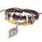 Europe and the United States antique Bracelet Personality leaf Rope bangles ,wholesale Wrap Braided charm Bracelet