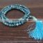 Apatite Tassel Mala Necklace, 108 Bead Mala, Nature Stone Jewelry - Jap Mala- Yoga Necklace