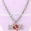 Mother's Day Gift Zinc Alloy Crystal MOM Football Necklace