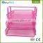 3 tier power coated pink document wrought iron desk magazine organizer
