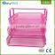 EasyPAG pink 3 tier mesh desk organizer document tray wall mounted file holder