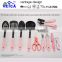 kitchen cooking tool set/utnesils and gadgets/nylon turner spoon ladle and stainless steel grater peeler scissor knife opener