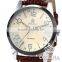 Orkina Coffee Leather Stainless Steel Case Chrono Quartz Men's Analog Sport Watch