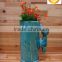 Aqua blue small size ceramic flower vase for table decor