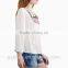 Autumn White Long Sleeve V-neck Casual Blouse Blending Cotton Double Wrinkled Women Blouses