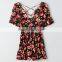 Fashion Scoop Neck With Strappy Details Half Sleeves Elastic Waist Ladies Sexy Floral Printed Romper Jumpsuit