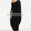 Black One Shoulder Dolman Sleeve Maxi Dress 100% Cotton Casual Batwing Sleeve Shift T Shirt Dress