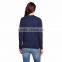 Women Deep Blue Sweater Owls Pattern Hand Knit Christmas Sweaters Pullover