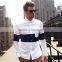white french cuff and collar grey man business shirt