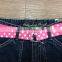 girls cotton spandex denim capri with belt and rhinestone #9R5559