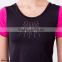 Latest design rhinestone women fitness short sleeves(2 COLORS)