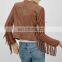 Chinese Clothing Wholesalers Winter Long Sleeve Fashion Sexy Women Fringe Suede Leather Jackets USA NT6494