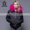 Attractive Design 2017 new arrive black bomber jacket with raccoon fur collar