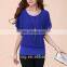 Plus size Wholesale Women Summer Short Sleeve Top Ladies Chiffon Blouses Shirts with Batwing