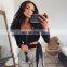Hot Sale 2020 Women Sexy Hollow Cropped Top Solid Color Round Neck  Slim T-shirt