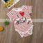 2019 summer black white striped "i love daddy" letter print kdis cotton rompers baby short sleeved jumpsuits 0-2years