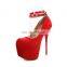 women rivets ankle strap design platform high stiletto heels pumps sandals shoes ladies new wedding and party wear shoes