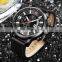 MINI FOCUS MF0025G Popular Casual Quartz Watch Men Chrono 3 dial 6 Hands Leather Strap Waterproof Multifunction Watches for Boy