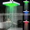 LED Shower Head Temperature Control Shower 3 Color Changing 6 inch Square Rain Shower Head with 8 Pieces LED