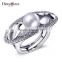 New Casting Design Statement Luxury Pearl MOP Brass Jewelry Cubic Zirconia Ring