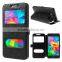 smart double window pu leather flip mobile phone cover case for samsung j1/e7