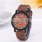 M020-1 Simulation Wooden Men Watches Wood Color Leather Strap Watch Antique Wrist watches Clock Men relojes hombre