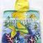 Seaside children beach hooded towel with dolphin print and fish print