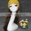 Factory directly wholesale price knitted yellow headband raccoon fur scarf with fur ball