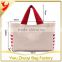 High Quality Red and Beige Canvas Material Shopping Tote Bag Eco-friendly to Environment