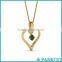 925 Sterling Silver Solitare Heart Shape Pendant Necklace with Black Diamond in 14K White Gold