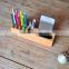 solid wood desktop simple pen holder mobile phone holder