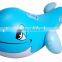 OEM blue pvc inflatable dolphin rider, pool ride on toys