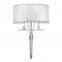 Factory price hot sale large wall light contemporary polished chrome wall light with faux silk shade