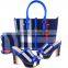 Stripe pattern disign high quality high heels and matching bag with for woman 4 color in stock