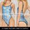Blue fish pattern women sex swimming suit / sexy swimming suit