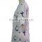 Floral Hand Embroidery Designs Round Collar Short Sleeve with Front Pocket Blouse Tunic Dress