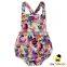 100% Cotton Crisscross Back Design Flower Printed Infant Newborn Baby Girl One Piece Grows Floral Vintage Romper