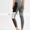 Mesh Insert Color Block Marled Knit Seamless Leggings Transparent Sexy Fitness Pants Women Sportswear