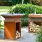 Outdoor Weathered Bol Corten Steel Fire Pit Table / BBQ